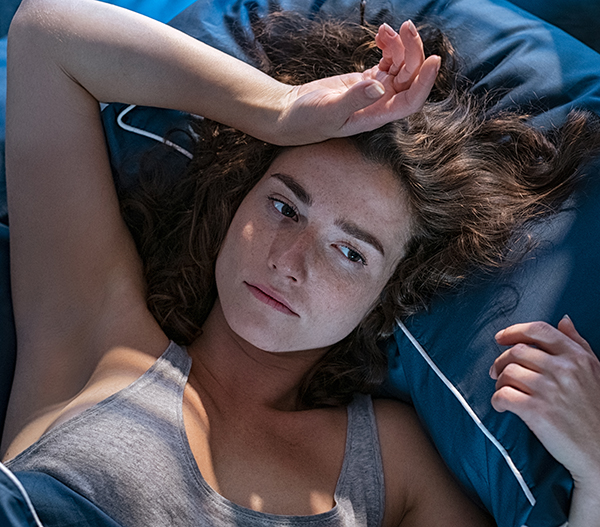 Sleepless woman suffering